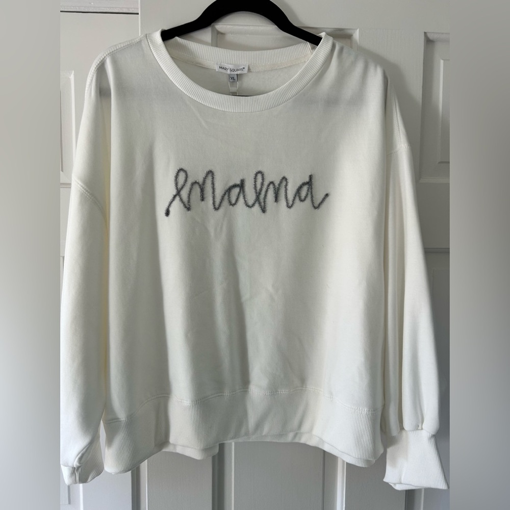 NWT Mary Square, lightweight holiday “mama” sweatshirt Slightly cropped, size XL